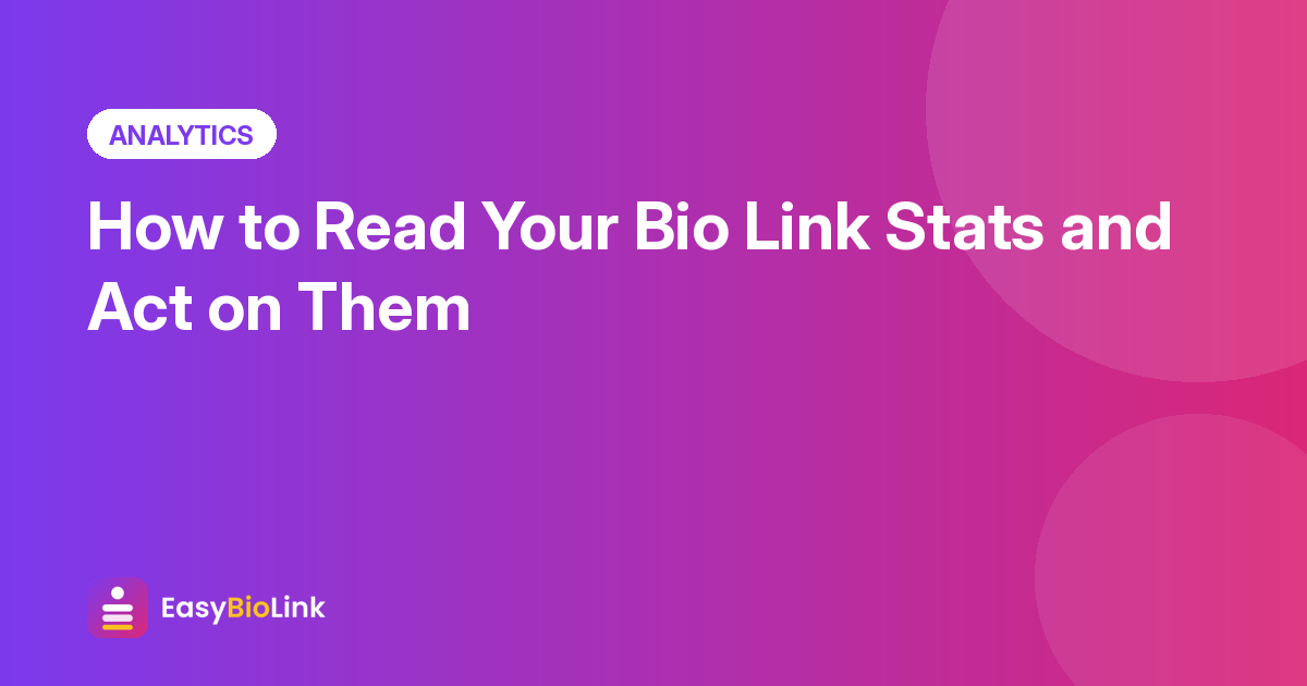 Bio link stats dashboard with a visits chart and breakdowns by referrer, country and device